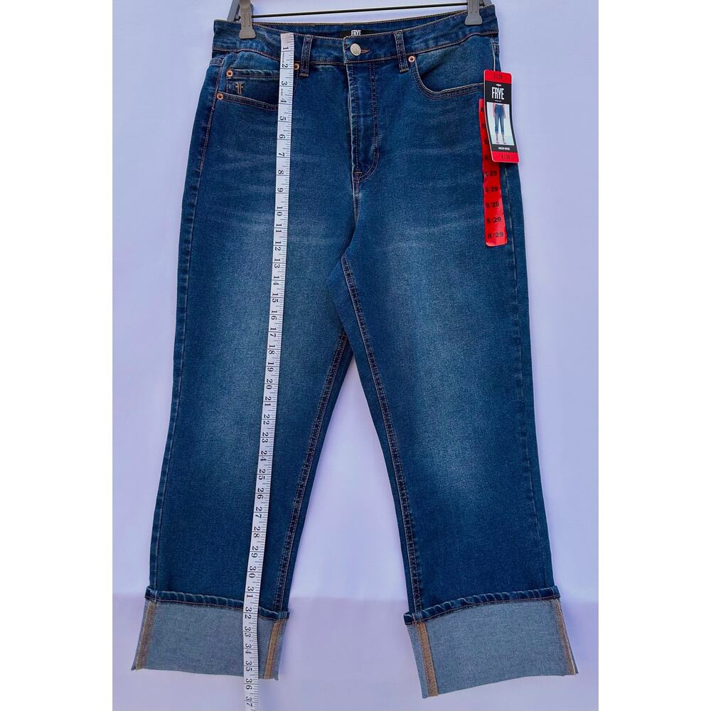 NWT Frye High Rise Cuffed Straight Leg Crop Jeans Women’s Size 8/29 Medium Wash - Picture 11 of 15